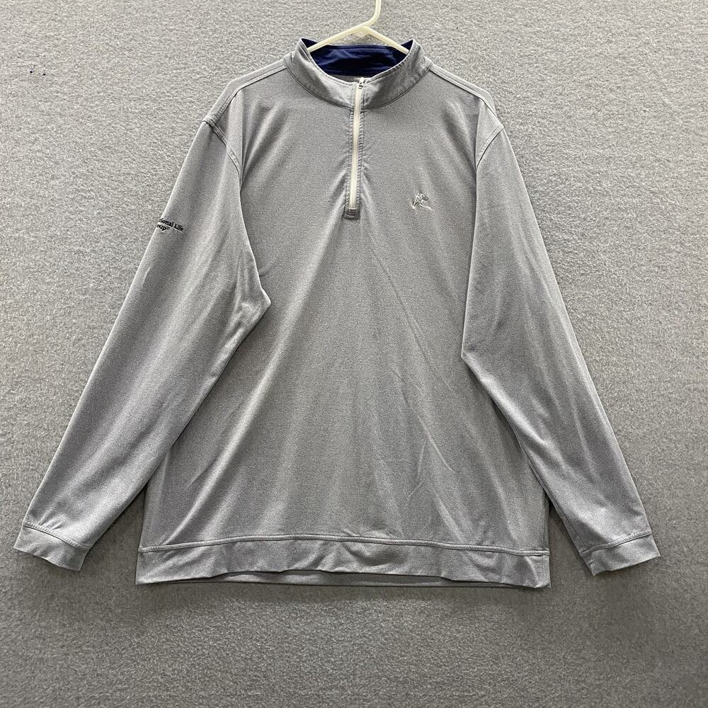 Rhoback Mens XXL Gray Quarter Zip Performance Golf Pullover Stretch 2XL